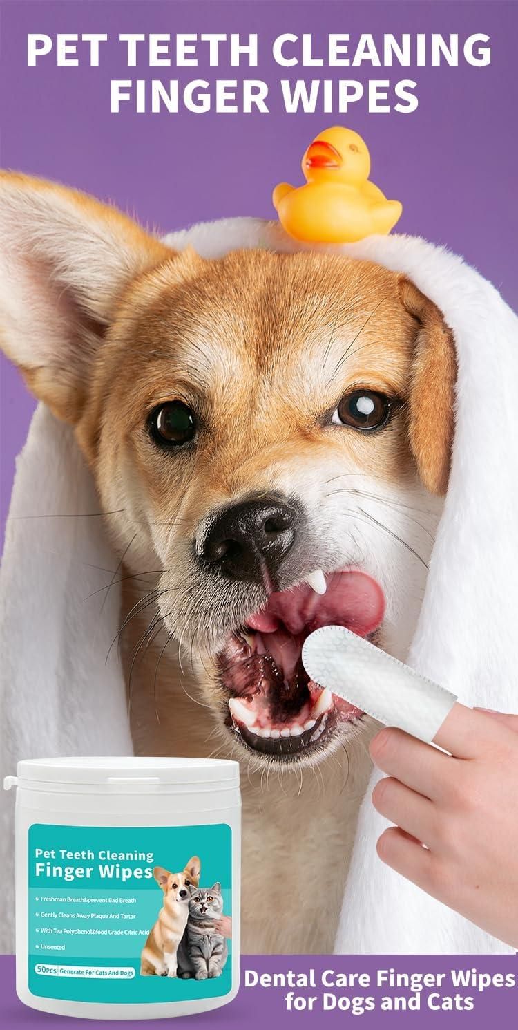 Disposable Dental Finger Wipes For Pets(50 Wipes)