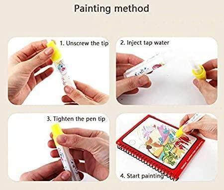 "Magic Water Doodle Book for Kids – Reusable Coloring with Pen (Set of 4)"