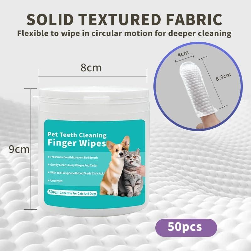 Disposable Dental Finger Wipes For Pets(50 Wipes)