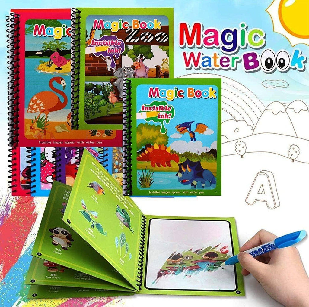 "Magic Water Doodle Book for Kids – Reusable Coloring with Pen (Set of 4)"