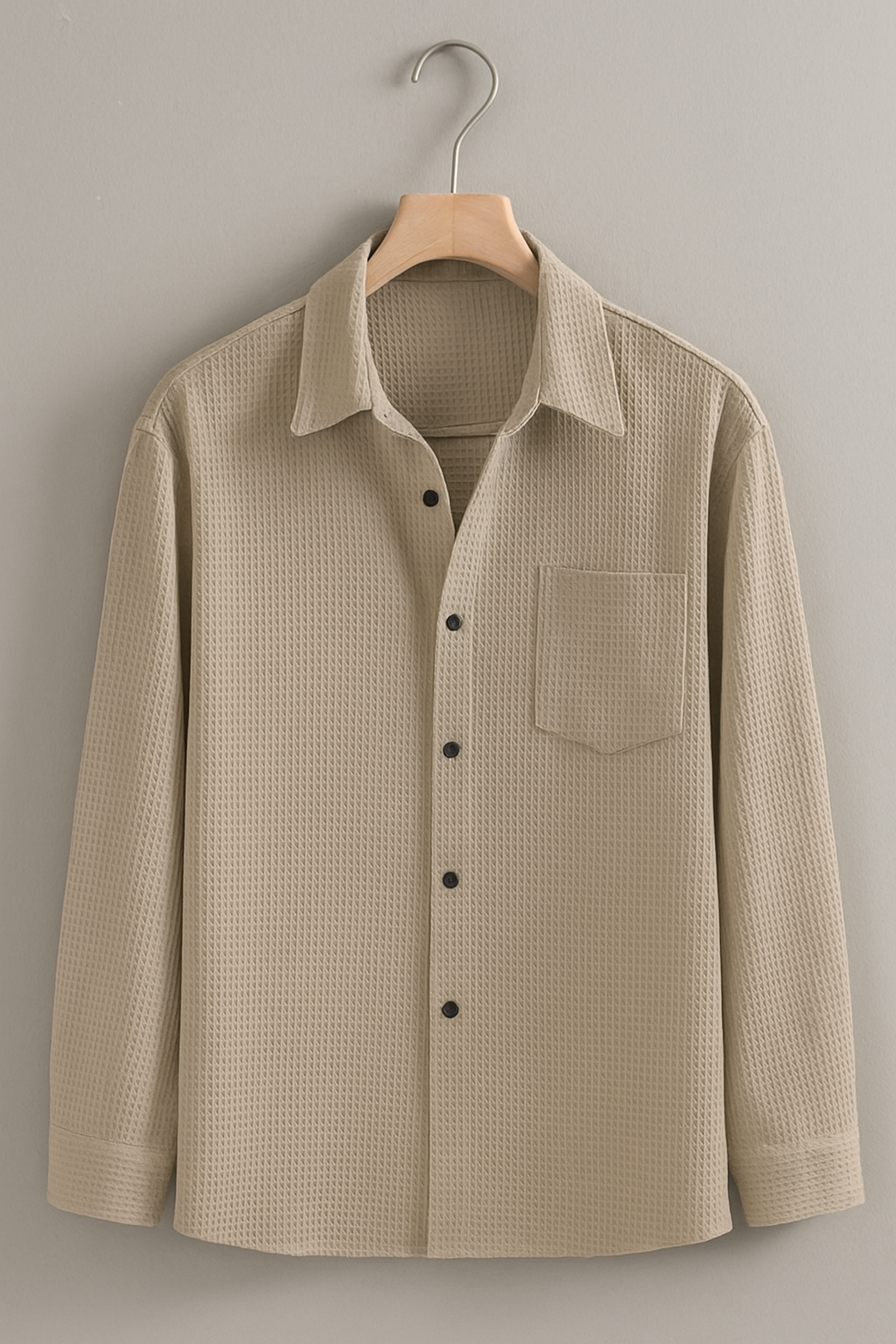Men Regular Fit Shirt with Spread Collar