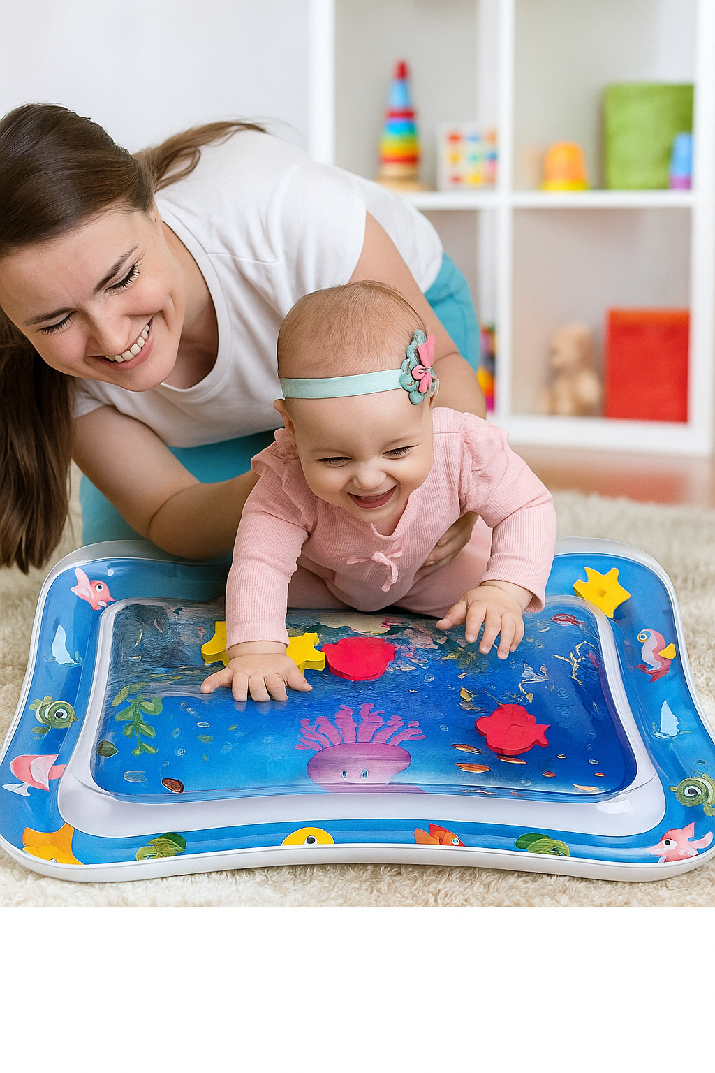 Baby Kids Water Mat Toys Inflatable Tummy Time Leakproof Water Mat